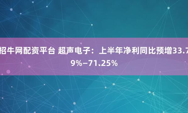 招牛网配资平台 超声电子：上半年净利同比预增33.79%—71.25%